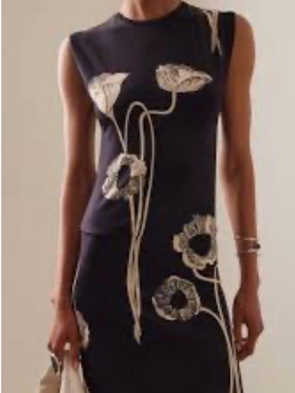 ❤️ NWT ROCHAS Paris Abito Pomello Sleeveless Dress Black / Print Beige